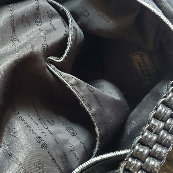 Dissona Italy Design Large Black Leather HOBO Tassel Shoulder Bag Handbag Purse - Picture 7 of 10